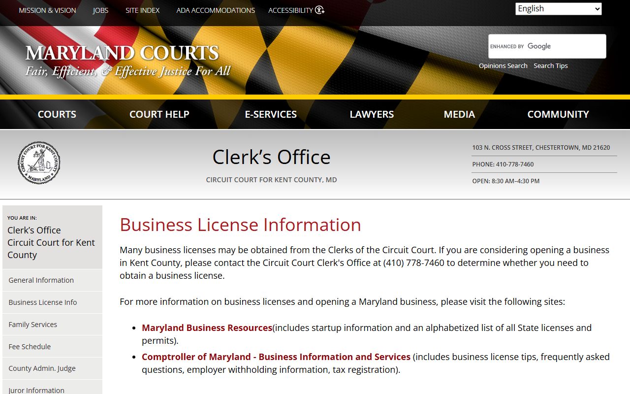 Kent County Clerk of the Circuit Court business license records source