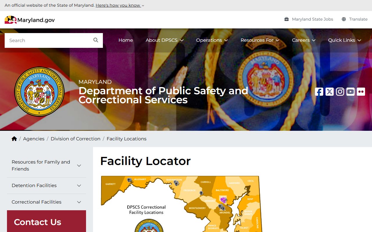 Kent County inmate records and DPSCS facility locator