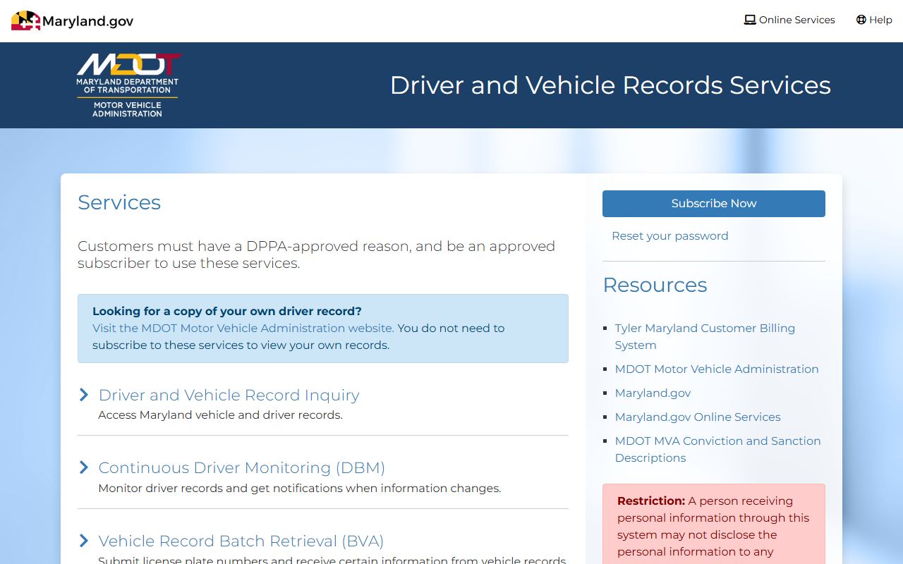 Kent County traffic court records MVA driver and vehicle records portal