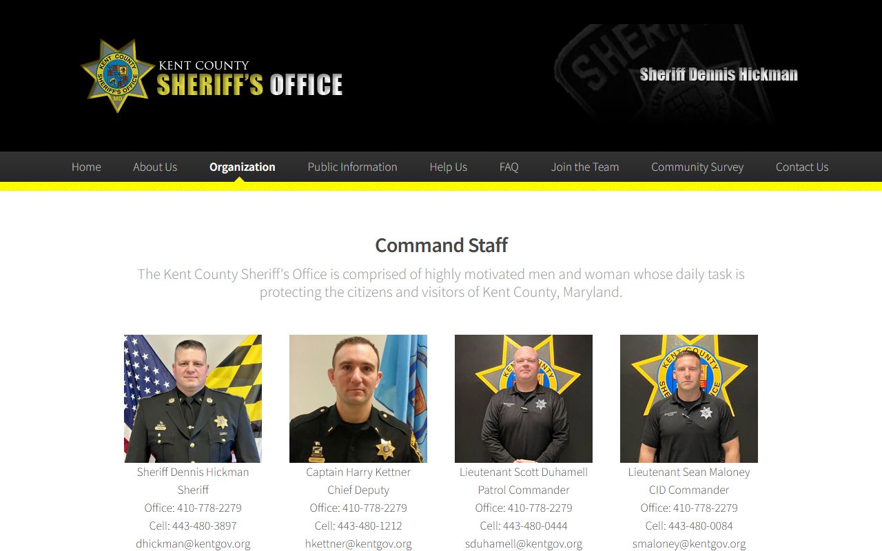 Kent County warrant records and sheriff command staff